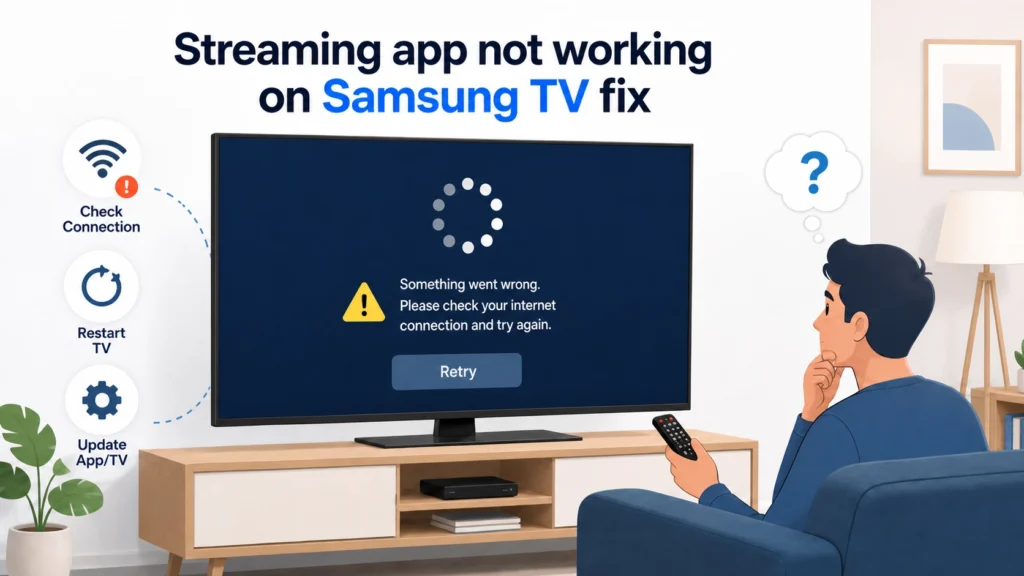 Disney Plus not working on Samsung TV fix troubleshooting illustration
