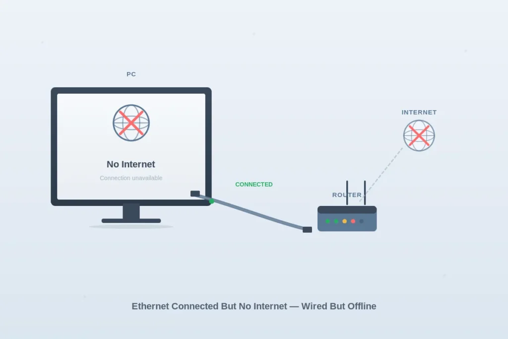 Ethernet connected but no internet troubleshooting illustration