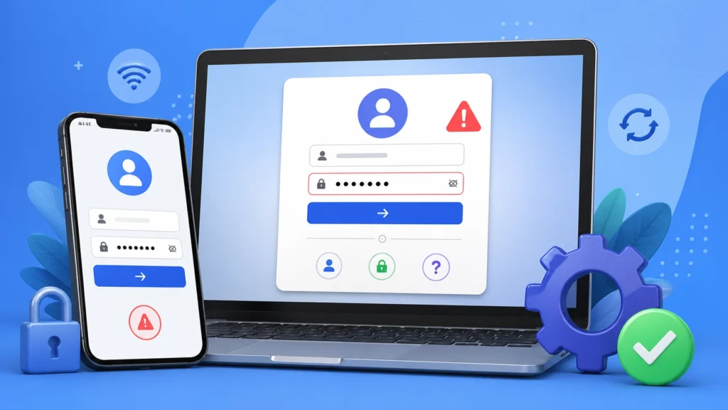 Facebook login problem fix troubleshooting illustration