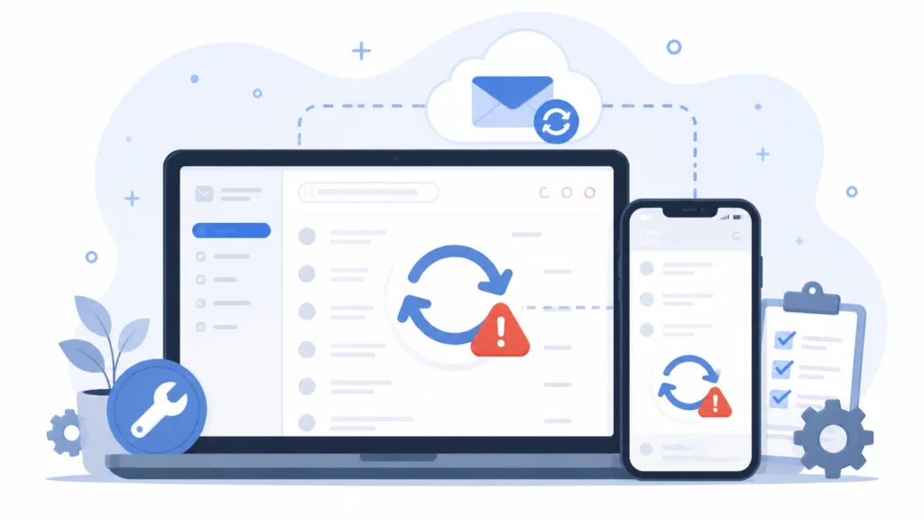 Gmail not syncing emails fix troubleshooting illustration