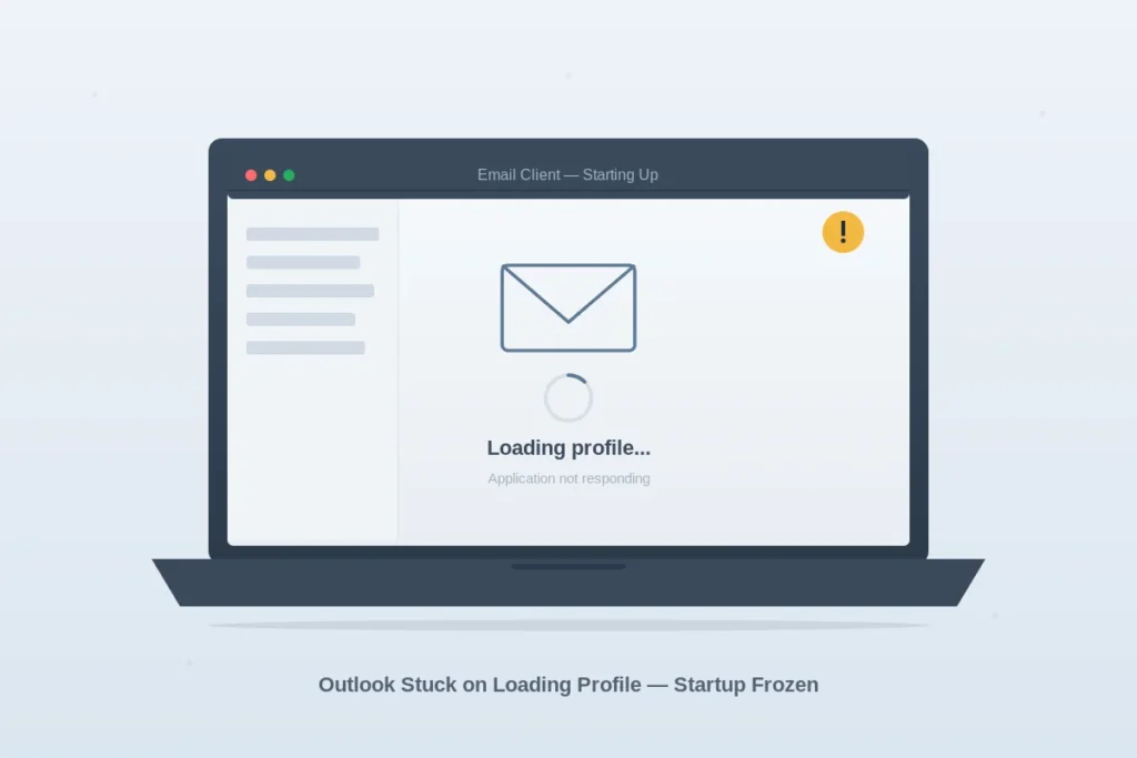 Outlook stuck on loading profile troubleshooting illustration