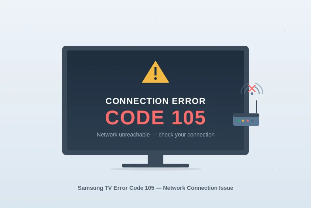 Samsung TV error code 105 troubleshooting illustration
