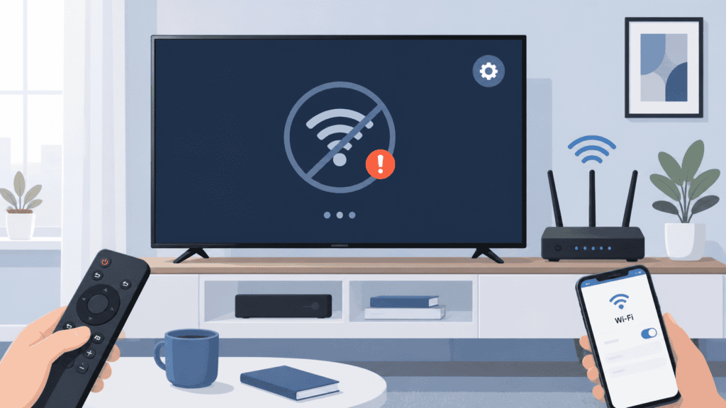 Samsung TV not connecting to WiFi fix troubleshooting illustration