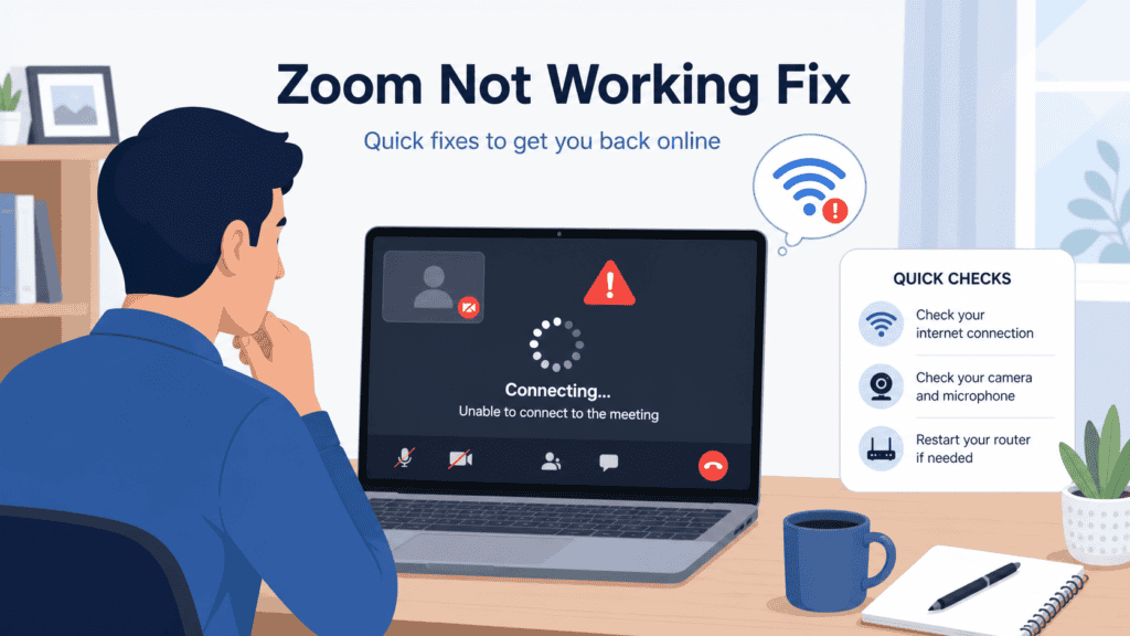 Zoom not working fix troubleshooting illustration